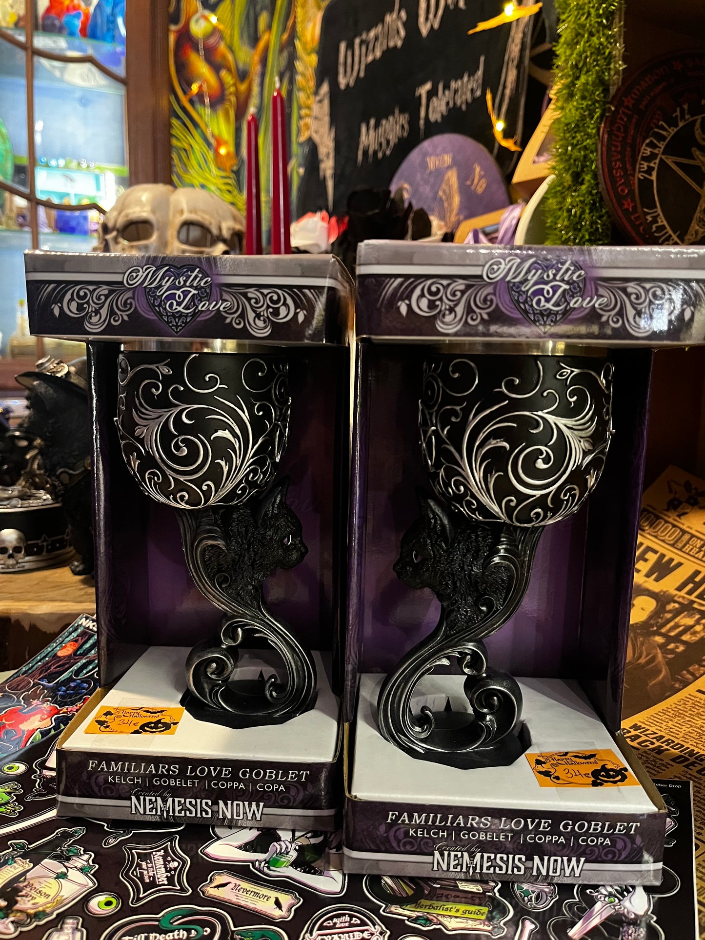 Nemesis Now kauss “Familiars Love” ar burvju pavadoņu dizainu